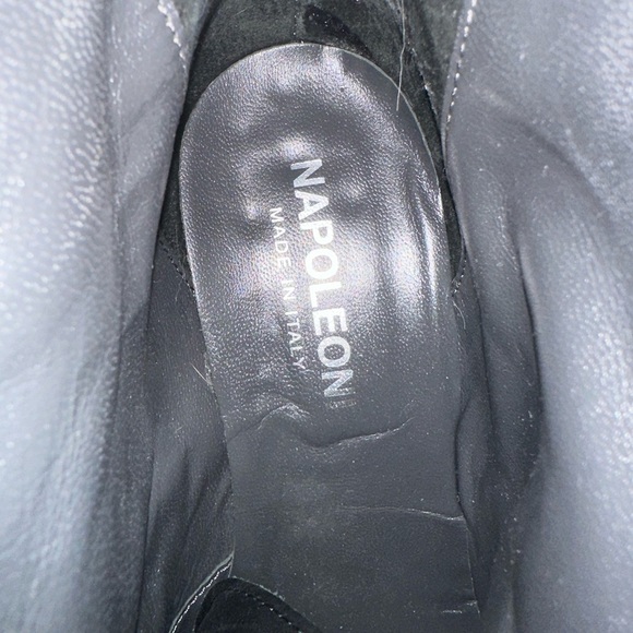 Napoleoni Grannie Black Leather Neoprene Lace-up Lolita Granny Booties - Picture 10 of 10